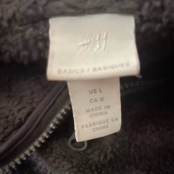 H&M Womens Long Sleeve Sherpa Pullover Quarter Zip Fuzzy Fleece Sweatshirt Large - Picture 9 of 11